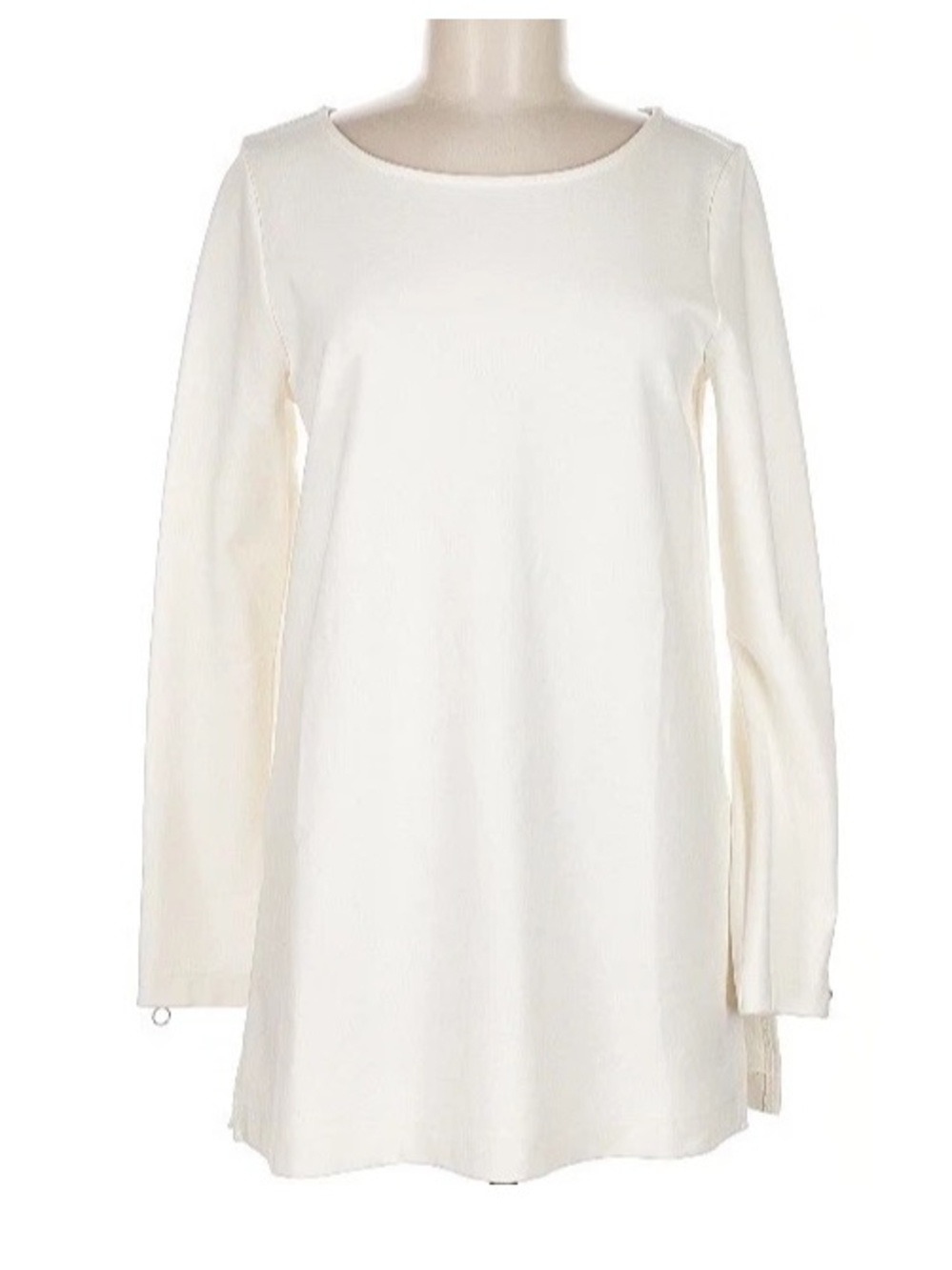 Ann Taylor Tunic Top Womens Cream Ivory Stretch Double Knit Ponte’ Long Sleeve M